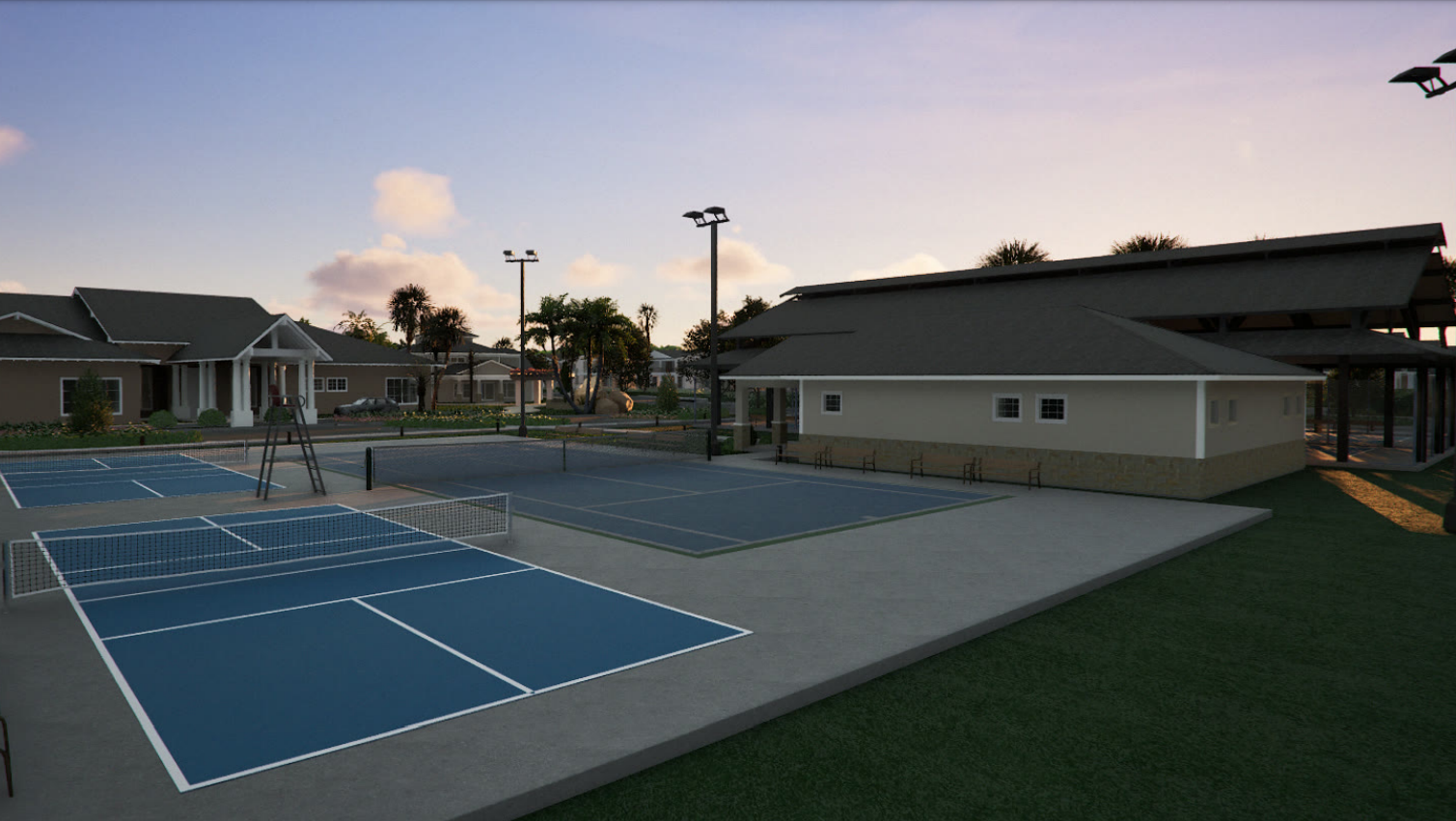 Championship sports courts at Lake Helen Beach Residences