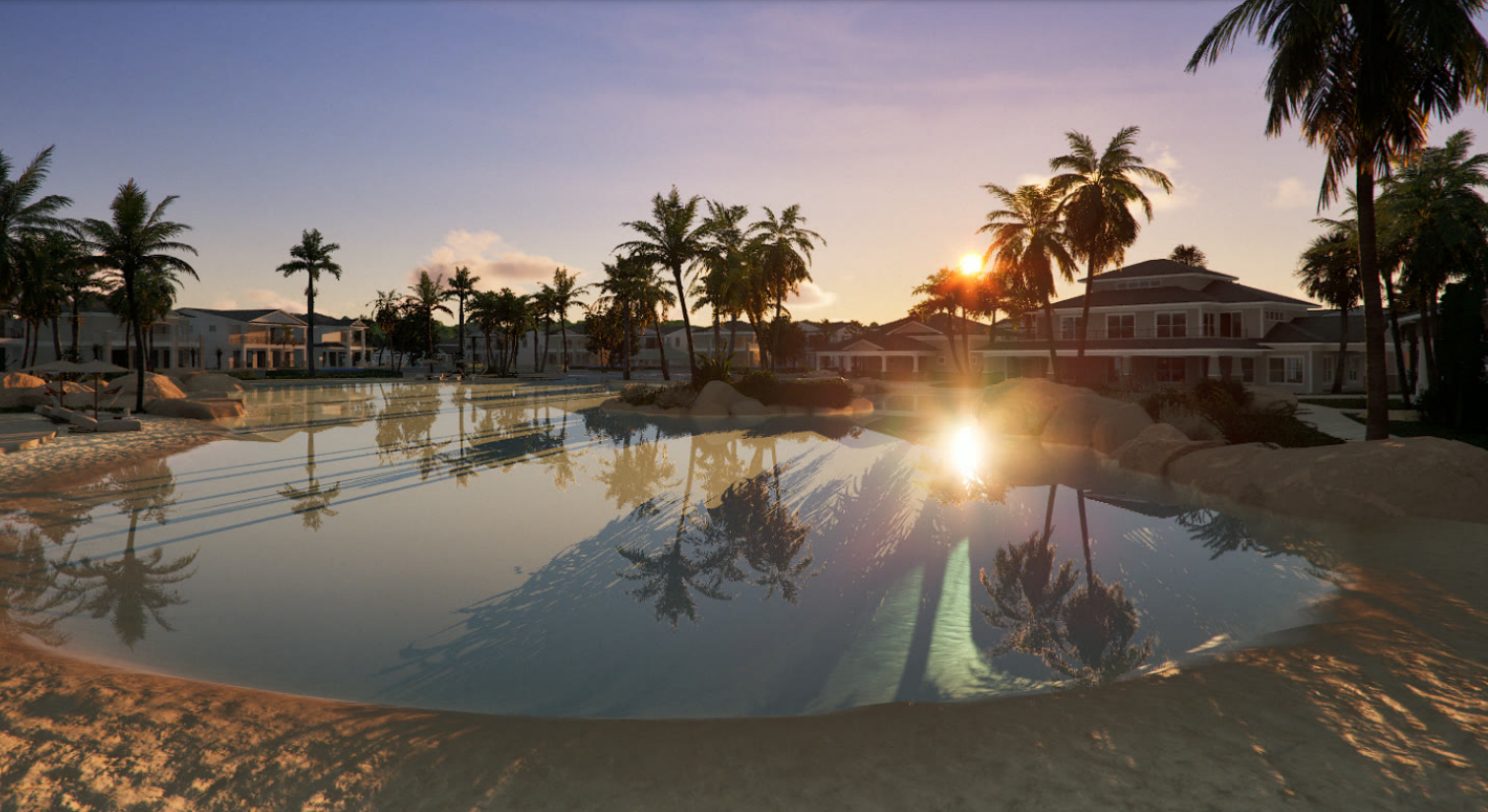 Sunset lagoon reflection